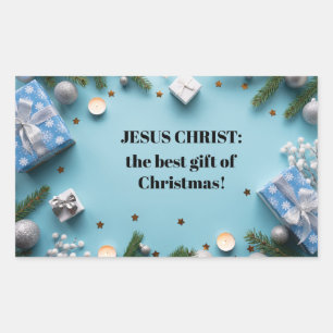 Jesus Christus: Das beste Geschenk von Weihnachten Rechteckiger Aufkleber