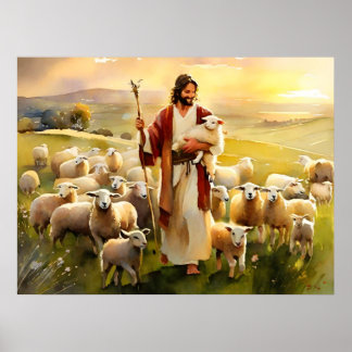 Jesus Christus der gute Hirte Poster