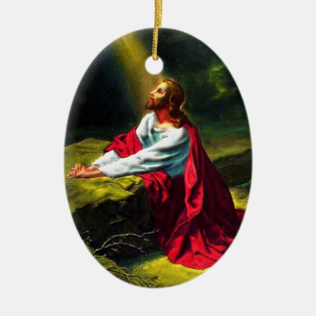 Jesus Christus, der im Garten von Gethsemane betet Keramik Ornament (Vorne)