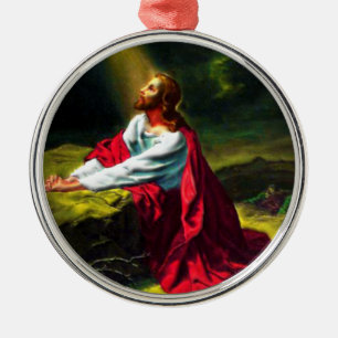 Jesus Christus, der im Garten von Gethsemane betet Silbernes Ornament