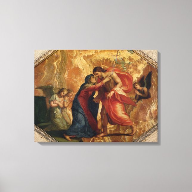 Jesus Christus empfängt die Jungfrau im Himmel Leinwanddruck (Vorderseite)