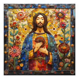 Jesus Christus farbenfrohe Mosaike Fotodruck