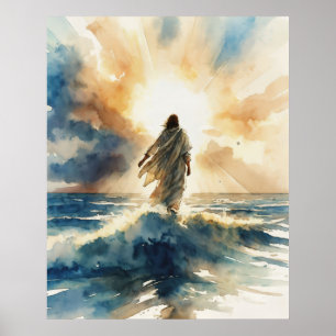 Jesus Christus geht auf dem Wasser Poster