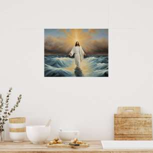Jesus Christus geht auf dem Wasser Poster