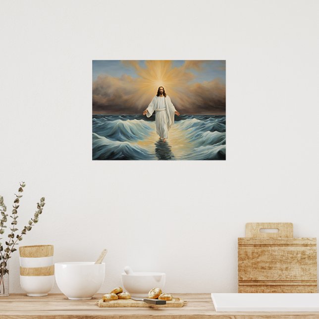 Jesus Christus geht auf dem Wasser Poster (Küche)