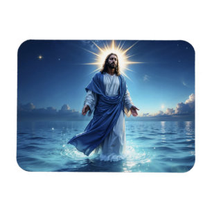 Jesus Christus geht auf der biblischen Wasserszene Magnet