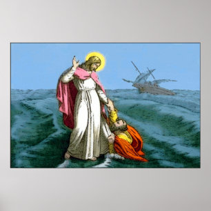 Jesus Christus geht auf Wasser Poster