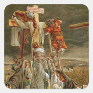 Jesus Christus genommen unten vom Kreuz Quadratischer Aufkleber