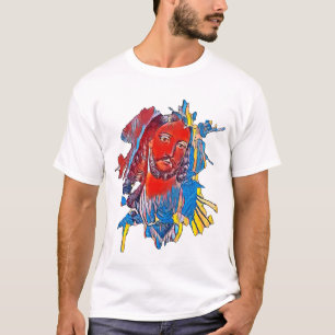 Jesus Christus Gesicht heilige Herz Abstrakte Kuns T-Shirt