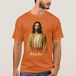 Jesus Christus Gott ist Liebe Slogan Basic Dunkler T-Shirt