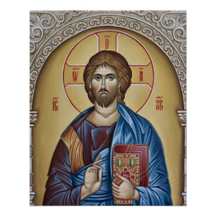 Jesus Christus hält das orthodoxe Evangelium Poster