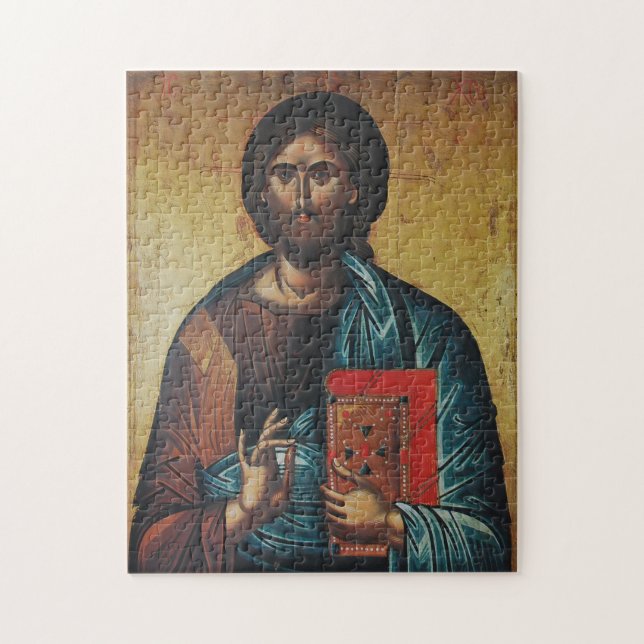 Jesus Christus hält das orthodoxe Evangelium Puzzle (Vertikal)