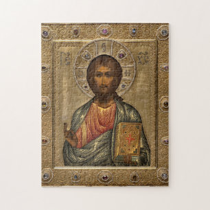 Jesus Christus hält die Evangelien Gold Juwelen Puzzle