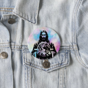 Jesus Christus hält die Welt der Kunst Illustratio Button