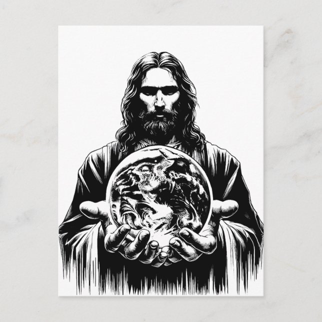 Jesus Christus hält die Welt der Kunst Illustratio Postkarte (Vorderseite)