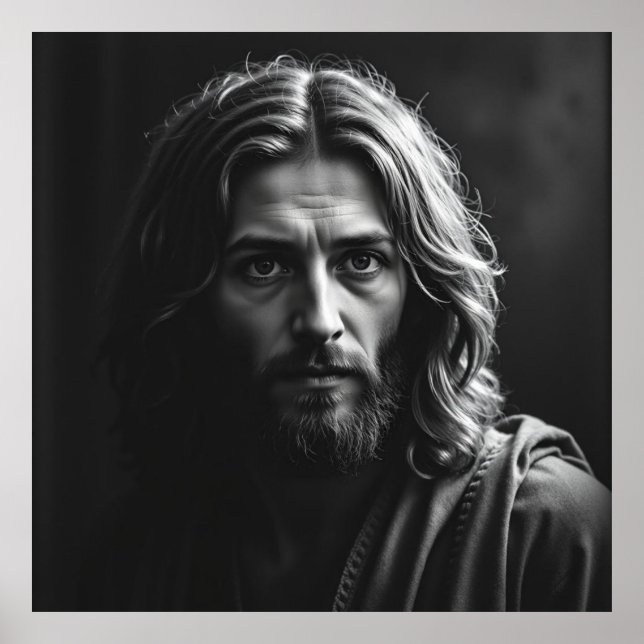 Jesus Christus - Handgefertigtes Karkohleportrait Poster (Vorne)