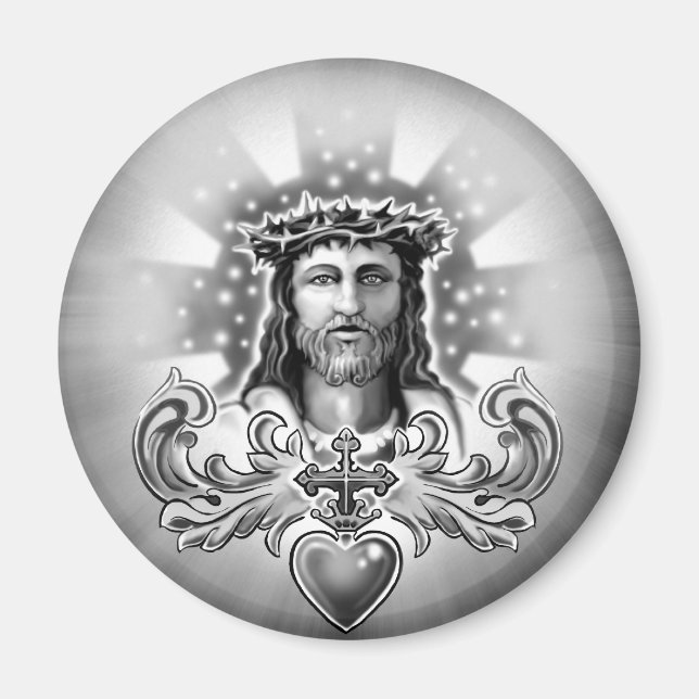 Jesus Christus heilig Herzdesign Magnet (Vorne)
