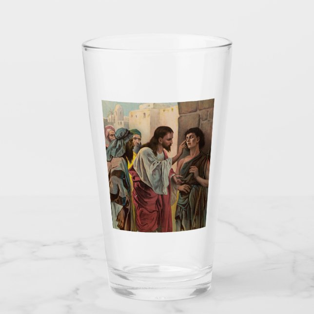 Jesus Christus heilt den blinden Mann Glas (Vorderseite)