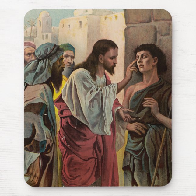 Jesus Christus heilt den blinden Mann Mousepad (Vorne)