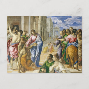 Jesus Christus heilt die Blinden Religiöse Kunst Postkarte