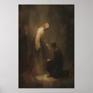 Jesus Christus heilt einen Mann, Christliche Wandk Poster