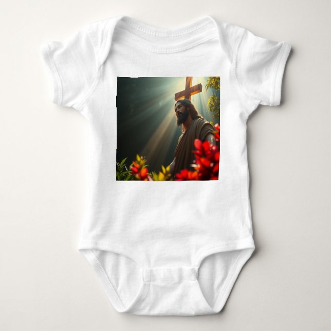 Jesus Christus im Garten Jumper Baby Strampler (Vorderseite)