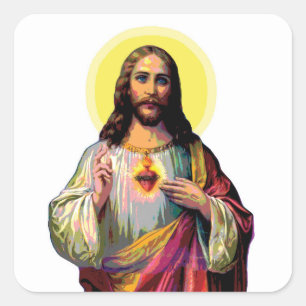 Jesus Christus im Pop Art Style Quadratischer Aufkleber