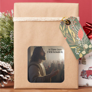 Jesus Christus in dem Tempel wählte benutzerdefini Quadratischer Aufkleber
