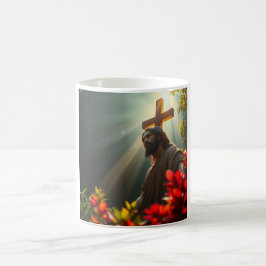 Jesus Christus in der Tasse des Gartenkaffees