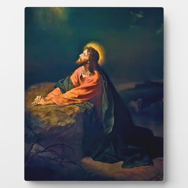 Jesus Christus in Gethsemane Fotoplatte (Vorderseite)