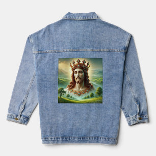 Jesus Christus in Kings Kronen Landschaft Kunst Jeansjacke