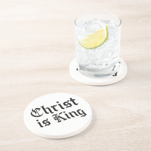 Jesus Christus ist König Gothic Blackletter Grunge Getränkeuntersetzer