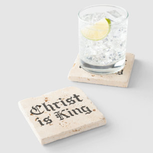Jesus Christus ist König Gothic Blackletter Grunge Steinuntersetzer
