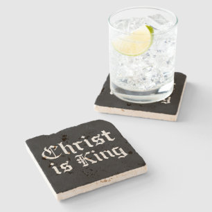 Jesus Christus ist König Gothic Blackletter Grunge Steinuntersetzer