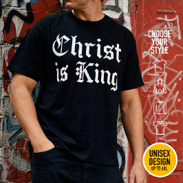 Jesus Christus ist König Gothic Blackletter Grunge T-Shirt