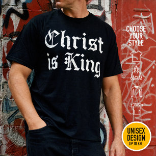 Jesus Christus ist König Gothic Blackletter Grunge T-Shirt