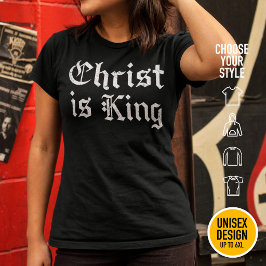 Jesus Christus ist König Gothic Blackletter Grunge T-Shirt