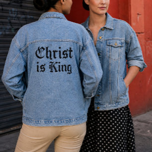 Jesus Christus ist König - gothischer Grunge erodi Jeansjacke
