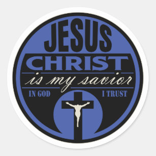 Jesus Christus ist mein Retter (blau) Runder Aufkleber