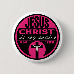Jesus Christus ist mein Retter (Rosa) Button