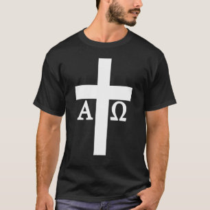 Jesus Christus Kreuz Alpha Omega Christentum Bibel T-Shirt