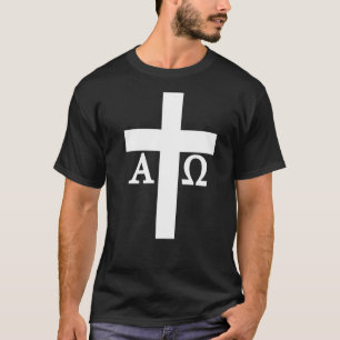 Jesus Christus Kreuz Alpha Omega Christentum Bibel T-Shirt