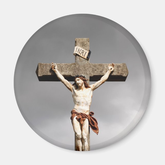 Jesus Christus Kreuzigung Skulptur Magnet (Vorne)
