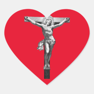 Jesus Christus Kreuzkreuz Christliche Glaubensbibe Herz-Aufkleber