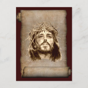 Jesus Christus Krone von Thorns auf Scroll Postkarte