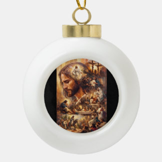 Jesus-Christus-Kunst-T-Shirt | Inspirierendes Chri Keramik Kugel-Ornament