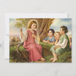 Jesus Christus lehrt Kinder, Vintage Religion Einladung