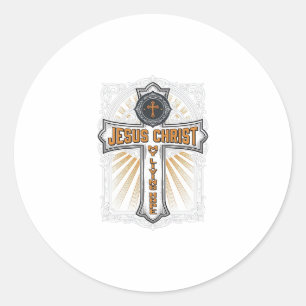Jesus Christus meine lebendige Hoffnung Vintage Kr Runder Aufkleber