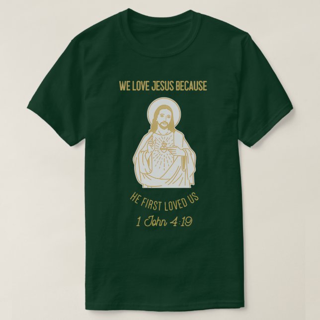 Jesus Christus mit dem Sprichwort Wir Liebe euch J T-Shirt (Design vorne)