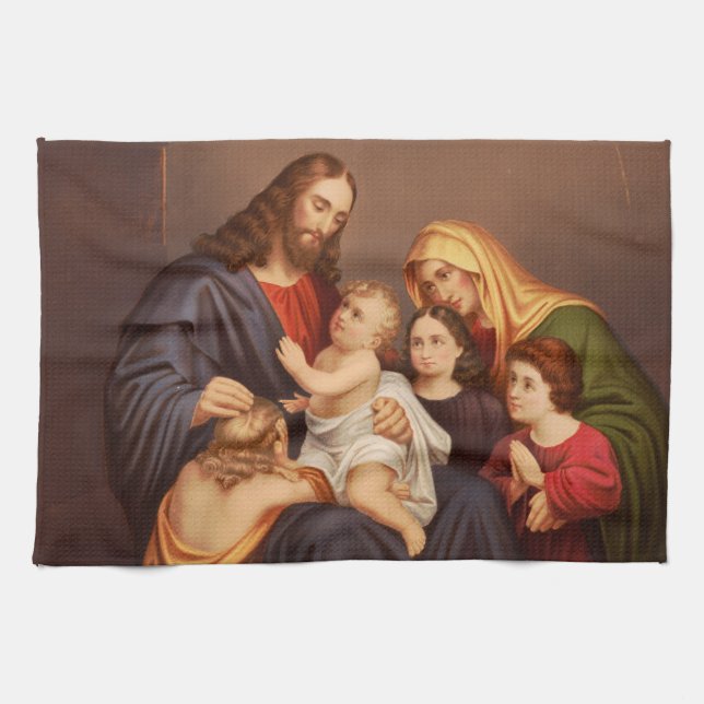 Jesus Christus mit den Kindern Geschirrtuch (Horizontal)